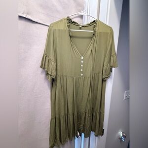 Olive Green Baby Doll Dress
